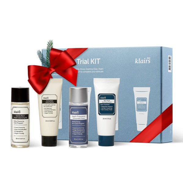 [DearKlairs] Skincare Trial Kits, 4 travel size Cleansing Oil, Cleanser, Toner, Cream for sensitive skin, Gift set, Travel Friendly