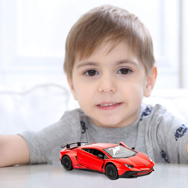 TGRCM-CZ 1/36 Scale Aventador LP700-4 Casting Car Model, Zinc Alloy Toy Car for Kids, Pull Back Vehicles Toy Car for Toddlers Kids Boys Girls Gift (Red)