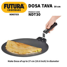 FUTURA DT-30 Dosa Tava Nonstick Indian, 12-inch, Black