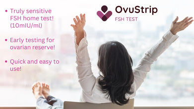 OvuStrip FSH (Follicle stimulating Hormone) * New!! Sensitive Strips!! * The ONLY FSH Test Brand with True Ultra-Sensitive Strips (10mIU/ml) *Checks Ovarian Reserve *6 Tests per Box *Easy to use!