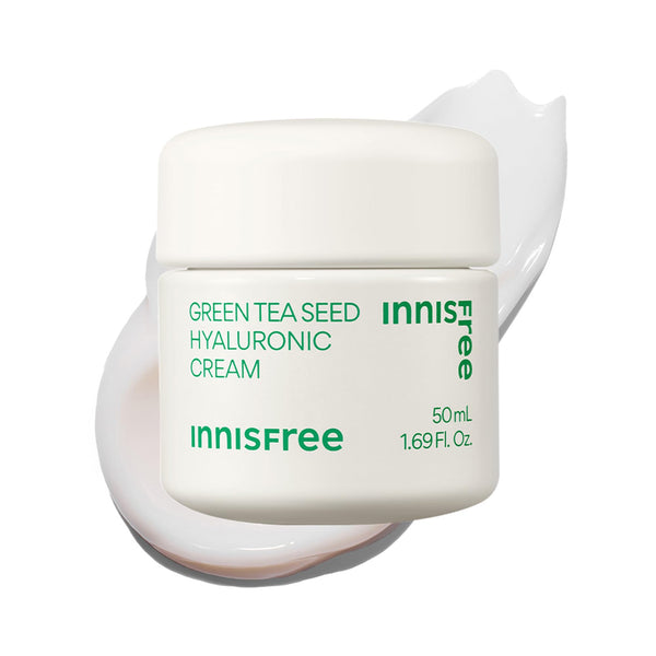 innisfree Green Tea Seed Hyaluronic Acid Cream With Squalane and Ceramides, Korean Hydrating Face Moisturizer and Balancing Cream