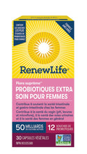 Renew Life® Probiotics Ultimate Flora® Women's Extra Care™ Probiotic, Helps maintain healthy vaginal pH, yeast, urinary tract and feminine health, 50 Billion Active Cultures, 30 Vegetarian capsules