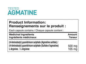 Tested Nutrition Agmatine Capsules | 500mg Agmatine Sulfate & 105mg L-Arginine | Increased Nitric Oxide Production, Muscle Pumps & Performance | 60 Servings (120 Capsules)