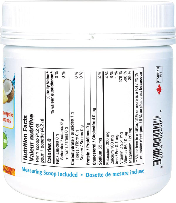 New Roots Herbal Lectro-Lytes, 168g, Coco-Pineapple Flavor, Electrolyte Rehydration Drink Mix Powder, Rich in Vitamin C, No Added Sugar, Potassium & Magnesium Supplement, Magnesium Glycinate Powder