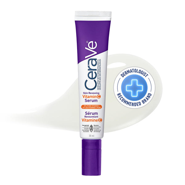 CeraVe Skin Renewing Vitamin C Serum with 10% Pure VITAMIN C for Face With Hyaluronic Acid | Skin Brightening Face Serum for dark spots with ceramides & Vitamin B5. Fragrance Free, Developed with dermatologists, 30mL