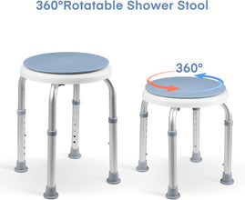 Shower Stool, 360 ° rotatable Bath Stool, Stable Shower Seat, 135kg, 36-52cm 7-Way Height Adjustable Shower Chair, Anti-Slip Feet, for Seniors, Handicapped, Pregnant Women, Adults and Children