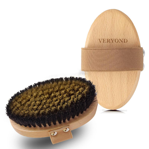 VERYOND Copper Body Brush Dry Skin Brush with Ion Charged Bristles Dry Brushing, Exfoliating Body Brush,Reduce Stress, Wood