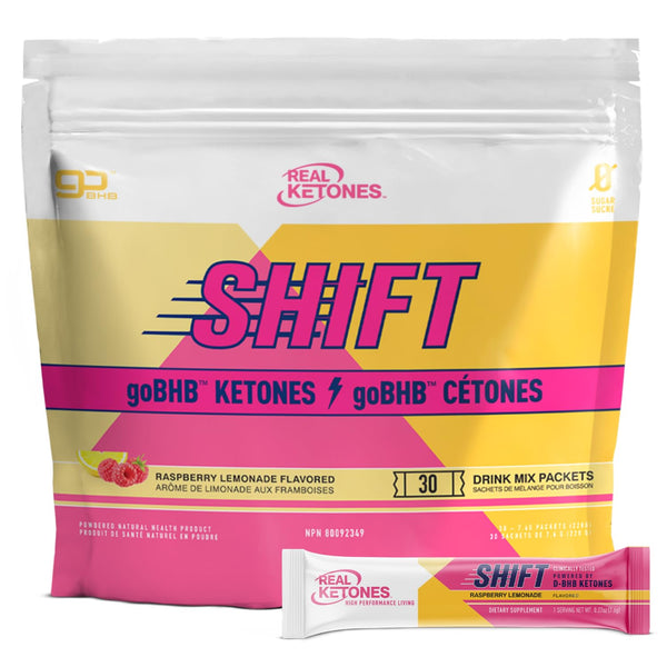 Real Ketones SHIFT goBHB Ketones | Raspberry Lemonade Flavor | 30 Drink Mix Powder Packets