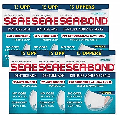 SEA-BOND Denture Adhesive Seals Uppers Original 15 ea (Pack of 6)