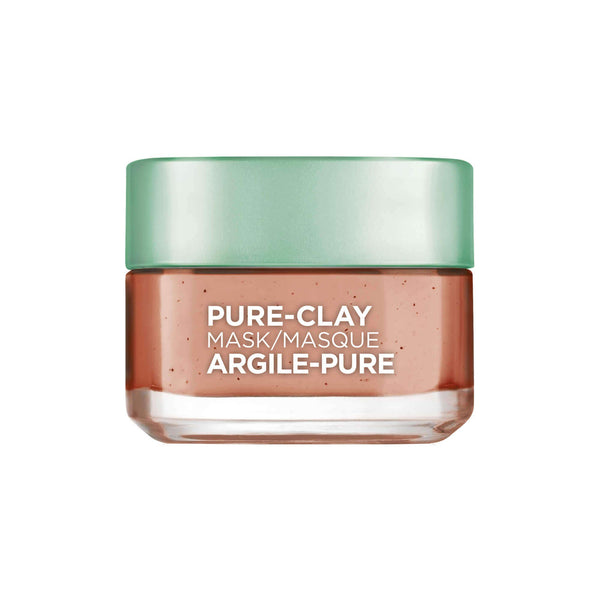 L’Oréal Paris Pure-Clay Cleansing Mask with 3 Mineral Clays + Red Algae, Exfoliates and Refines Rough Skin, 50 ml