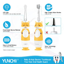 YUNCHI Baby Toothbrush, Toddler Toothbrush Age 0-4 Years, K3 Sonic Baby Electric Toothbrush with LED Smart Timer, BPA Free Baby Toothbrush 0 Months and up, Baby Toddler Electric Toothbrush 4 Heads