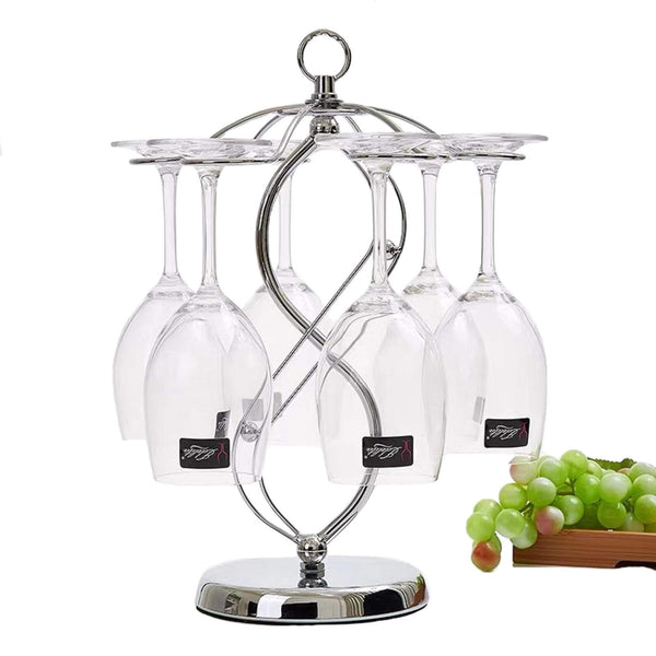 FIAMER Countertop Wine Glass Holder Stemware Rack Air Drying System Kitchen Bar Storage Rack Desktop Goblet Storage Rack Metal Glasses Display Stand… (15in*10.6in*5.9in)