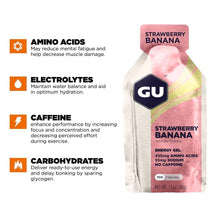 GU ENERGY Original Sports Nutrition Energy Gel, Strawberry Banana, 24-Count