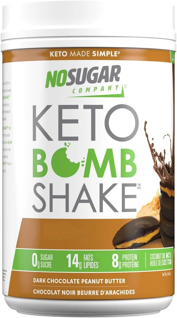 No Sugar Company Keto Protein Shake, Peanut Butter Chocolate, Low Carb, Rich and Decadent, Zero Sugar, Curbs Appetite, Helps Achieve Weight Goals, Rich in MCT, non-GMO, All Natural (Pack of 1 (600g))