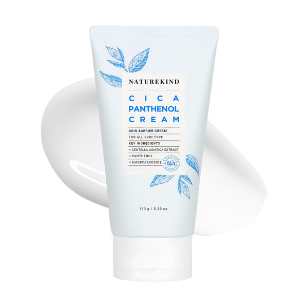 NATUREKIND Cica Panthenol Cream, 50,000ppm Panthenol, Centella Asiatica & Hyaluronic Acid, Barrier Repair Moisturizer for Dry, Sensitive Skin, Korean Skincare, 150g, 5.29 oz.