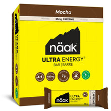 NÄAK Caffeine Ultra Energy Bars, Mocha, 12 count, 50g | Vegan, Plant-Based Protein, Non GMO