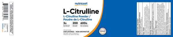 Nutricost Pure L-Citrulline (Base) Powder (600 Grams)