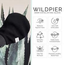 Wildpier Beauty Exfoliating Glove Luxe for Sensitive Skin Mitt Body Scrub for Bath Shower Spa Hand Exfoliator Gloves, Dead Skin Cell Remover, Deep Exfoliation Scrubber, Black