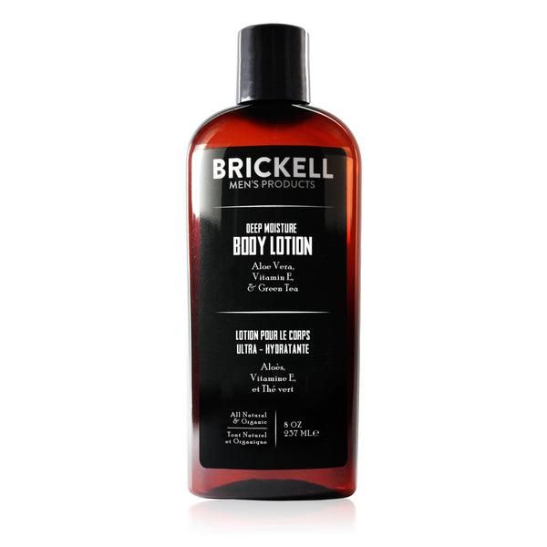 Brickell Men's Deep Moisture Body Lotion for Men, Natural and Organic Protects and Hydrates Dry Skin, 8 Ounce, Scented