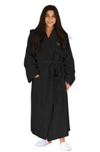 Luxury Turkish Hooded Non-pilling Bathrobe for Women - Soft Terry Cloth Robe for Ultimate Comfort and Style - Crescentt (Black Hooded - XS/S)