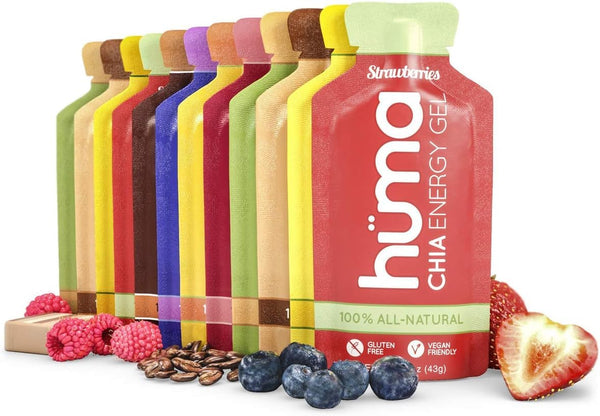 Hüma Chia Energy Gel, 12 Gels - Premier Sports Nutrition for Endurance Exercise (Variety Pack)