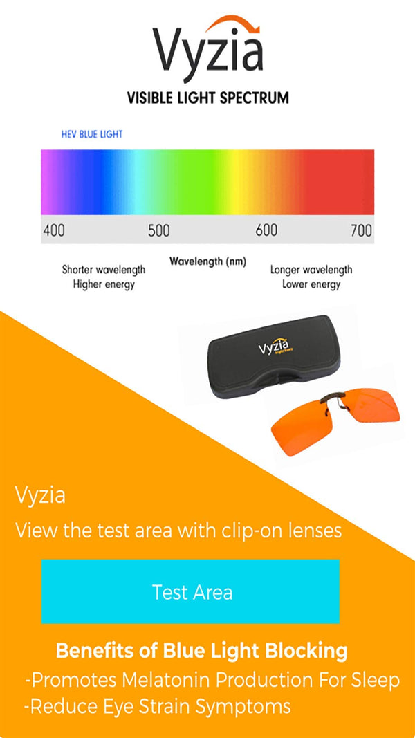 Vyzia Clip On Blue Light Blocking Glasses for Sleep | Fits Over Prescription Glasses, Orange Lenses Help Reduce Computer Eye Strain and Induce Sleep