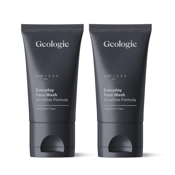 Men's Natural Face Wash 2-Pack - Sensitive/For All Skin Types, Fragrance Free, Clean Pores, Oil & Dirt - 2 Bottles 60 ML 90 Day Supply Daily Use 2x a day - Everyday Face Wash by Geologie