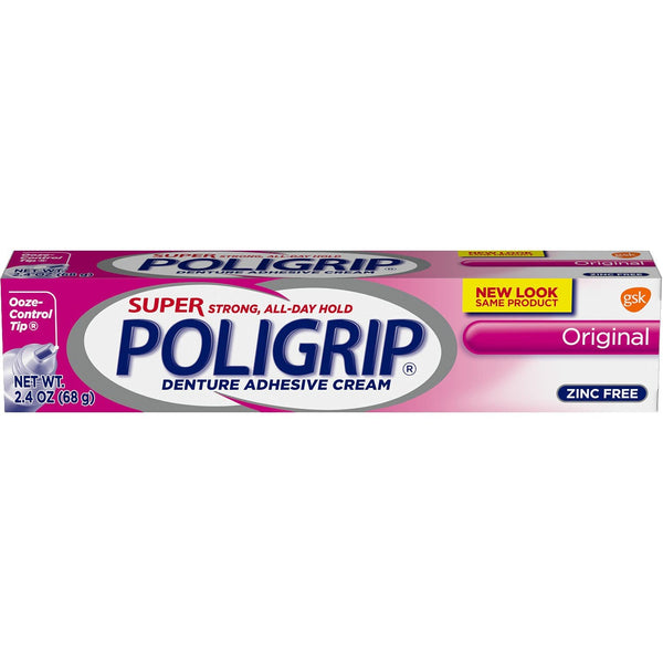 Super Poligrip Denture Adhesive Cream Original - 2.4 oz, Pack of 6