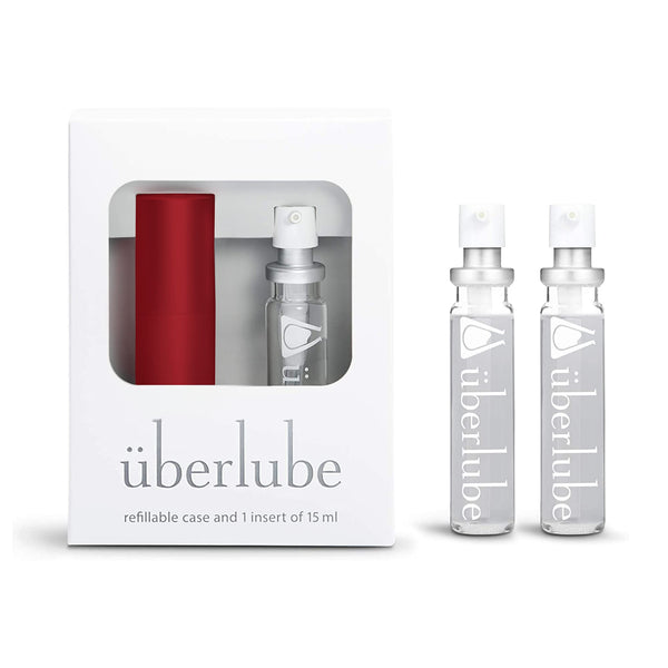 Überlube Travel Lube Latex-Safe Natural Silicone Lube for Sex with Vitamin E Unscented Flavorless Zero Residue Works Underwater - 15ml Red Good-to-Go Traveler + 2 Refills (45ml Total)