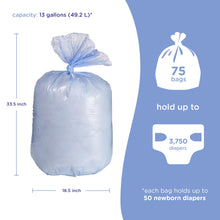 Ubbi Disposable Diaper Pail Plastic Bags, Value Pack, 75 Count, 13-Gallon Bags