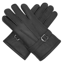 Harssidanzar Winter Leather Gloves For Mens Warmth Shearling Lined Leather Gloves Cold Weather Driving Gloves SM042CA,Black, Size,L