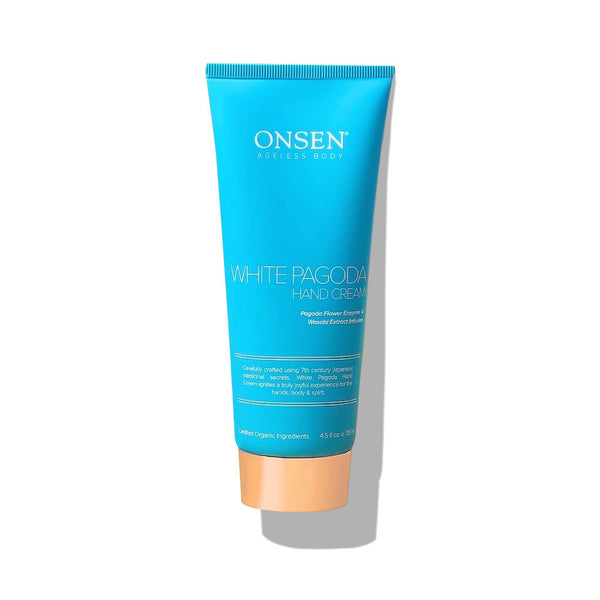 Onsen Japanese Hand Cream - Firming Hand Lotion Features Pagoda Flower Enzyme, Wasabi Extract Infusion, Hyaluronic Acid, and Shea Butter, for Clarified and Moisture Rich Skin (4.5 Oz)