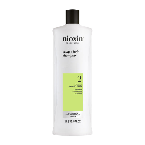 Nioxin Scalp + Hair Thickening System 2 Shampoo, For Natural Hair with Progressed Thinning, 33.8 fl oz (Packaging May Vary)