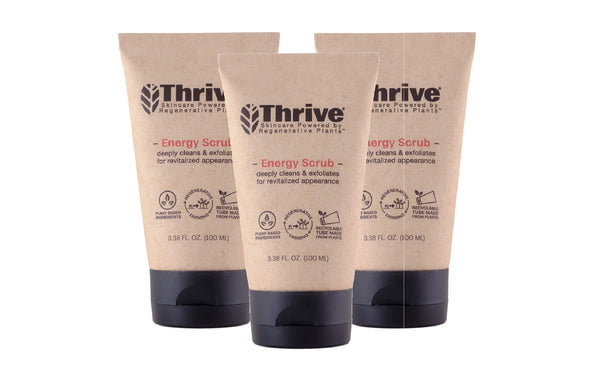 THRIVE All Natural Face Scrub For Men & Women - Exfoliating Face Wash Unclogs Pores & Helps Prevent Blackheads and Ingrown Hairs - Mens Skin Care Made In USA - Mens Facial Scrub and Exfoliator (3 Units)