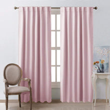 NICETOWN Solid Thermal Insulated Curtains for Preteen Child - Back Tab & Rod Pocket Blackout Draperies for Nursery/Bedroom, 52 Inch by 84 Inch in Baby Pink, 2 Panels