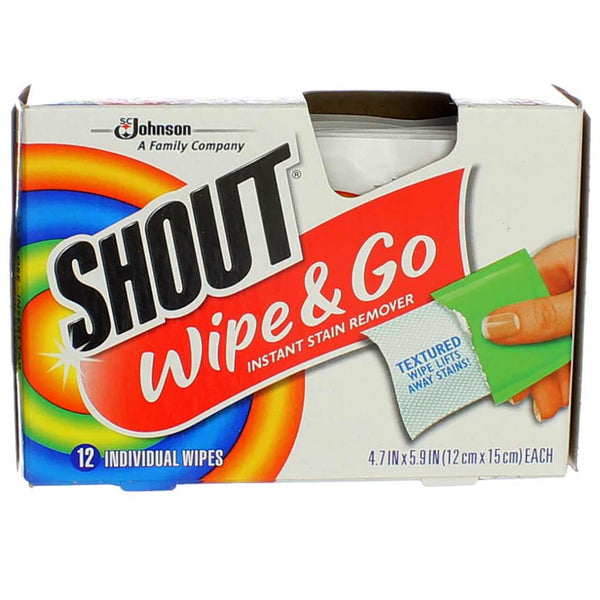 Shout Wipe & Go Instant Stain Remover Wipes 12 ea (Pack of 5)