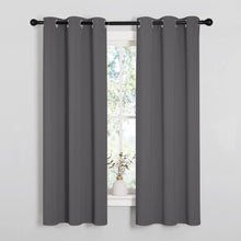 NICETOWN Grey Blackout Curtains - Bedroom Curtain 2 Panels, Basement Small Window Curtains Grommet Top Thermal Insulated Curtains Valance, 34 x 63 Inch