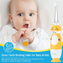 YUNCHI Baby Toothbrush, Toddler Toothbrush Age 0-4 Years, K3 Sonic Baby Electric Toothbrush with LED Smart Timer, BPA Free Baby Toothbrush 0 Months and up, Baby Toddler Electric Toothbrush 4 Heads