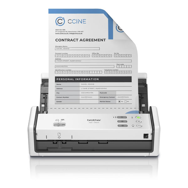 Brother ADS-1350W Wireless Compact Desktop Scanner | Scan Speeds of Up to 30ppm | Single Pass Double-Sided Scanning