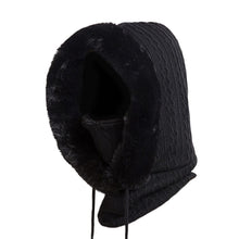 Zsedurt Winter Balaclava Hats for Women Ski Warm Thick Fluff Beanie Adult Neck Face Cover Cap(Black)