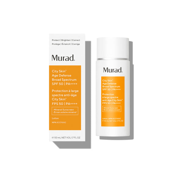 Murad Environmental Shield City Skin Age Defense Broad Spectrum SPF 50-100% Mineral Sunscreen - Light Sunscreen for Face - SPF 50 Environmental Defense Sunscreen, 1.7 Fl Oz