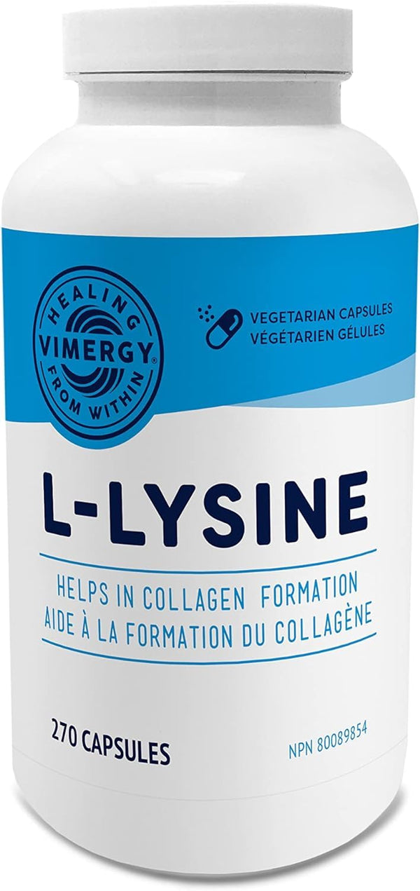 Vimergy L-Lysine 500MG Capsules, 270 Servings – Essential Amino Acid – Helps in Collagen Formation – Vegetarian, Non-GMO, No Gluten, Kosher (270 count)