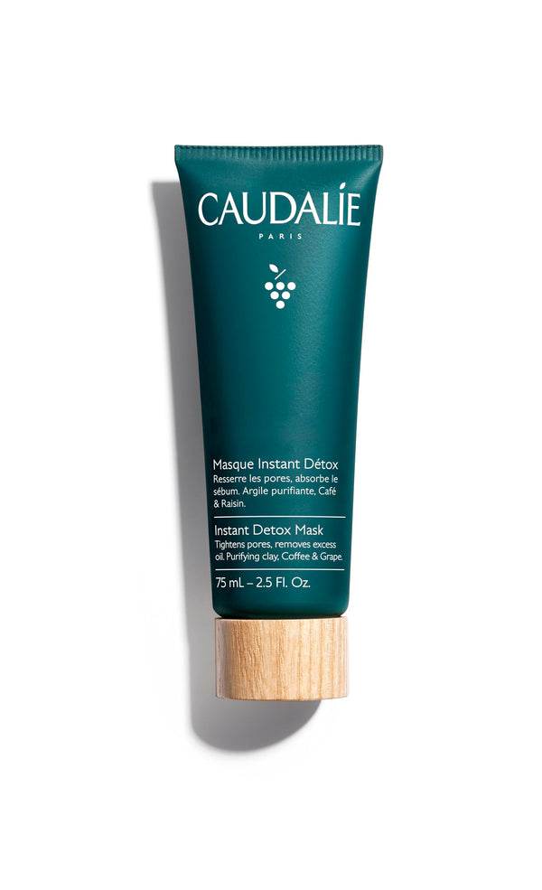 Caudalie Instant Detox Mask 75ml - Cleanse and visibly tighten pores in 10 minutes, with Pink Clay and Caffeine for more Luminous, Clearer-Looking Skin, Fragrance-free and Vegan