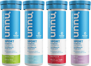 Nuun Sport: Electrolyte Drink Tablets, Box of 4 Tubes (40 servings), Flavour Mix 2, Electrolyte Hydration Supplement