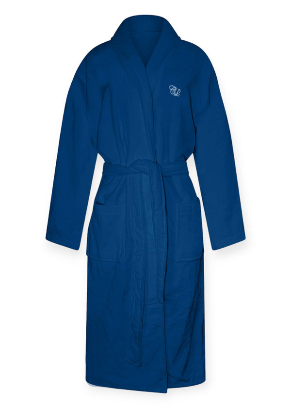 Luxury Turkish Hooded Non-pilling Bathrobe for Women with Slippers - Soft Terry Cloth Robe for Ultimate Comfort - Crescentt (Navy Shawl - M/L)