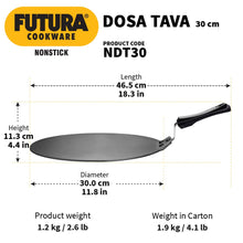 FUTURA DT-30 Dosa Tava Nonstick Indian, 12-inch, Black