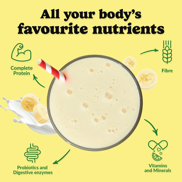 Good Protein Vegan Plant-based Protein Powder 100% Natural, Non-GMO, Dairy-free, Gluten-free, Soy-free, No Added Sugar and Nothing Artificial. Bananas & Cream All-in-One Shake 440 grams