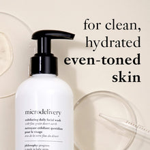 PHILOSOPHY microdelivery daily exfoliating wash 240ml, formulated with a gentle amino acid derived cleansing system and fine grain desert earth - deep cleans and scrubs away build-up and dead skin cells