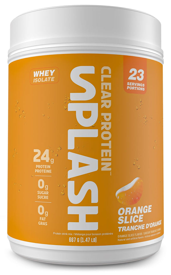 Revolution Nutrition, Splash Clear Protein, Clear Whey Protein Powder, Juice-Type, Candy Flavour, Collagen, 24g Of Protein Per Scoop, Zero Sugar, Zero Carb, 667g, 23 Servings (Orange Slice, 1.47 Pound)