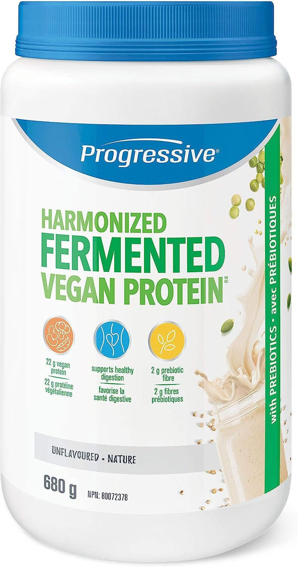 Progressive Harmonized Fermented Vegan Protein Powder — Easy Digestion, 23g Plant-Based Non-GMO Protein, 680g Unflavoured